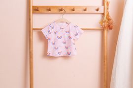 [BEBELOUTE] Rainbow Print T-Shirt (Pink), Baby, Infant T-Shirts, Cotton 100% _ Made in KOREA